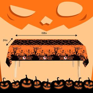 Vaisselle de fête d'Halloween Citrouille Globe oculaire Nappe rectangulaire en polyester en stock pour décorations - Product Image 4