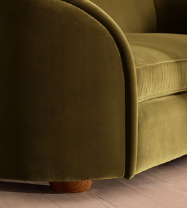 Sofá de dos plazas con estilo moderno tapizado cómodo para sala de estar con brazo curvo de terciopelo verde oliva Retro - Product Image 1
