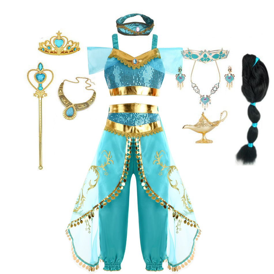 princess jasmine gold dress Posh Peanut Toddler Girl's Disney Jasmine Velour Dress in Blue, 2 Toddler, Polyester/Spandex main image 1
