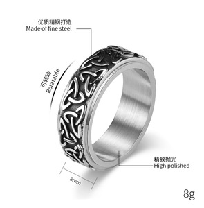 Antique Finish Nordic Viking Triquetra Spinner <b>Ring</b> | Stainless Steel <b>Stress</b> Relief Band <b>Ring</b> | Anxiety-Reducing Jewelry - Product Image 6