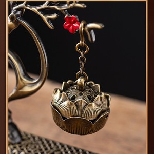 Brûleur d'encens suspendu en alliage, décoratif, créatif, porte-bonheur, avec motifs Grue, Dragon, Nuage, Fleur de prunier et Cerf - Product Image 6