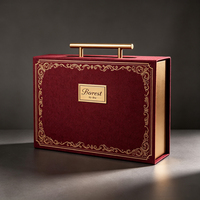 Caja de Regalo de Papel de Lujo Personalizada Forest Packing, Caja de Embalaje con Asa y Placa con Logotipo Dorado para Joyería