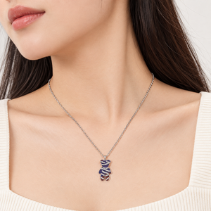 Collier pendentif ours en cristal, chaîne fine en acier inoxydable argenté, bijoux avec accents transparents - Product Image 5