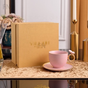Luxury Handmade Porcelain Tea <b>Cups</b> <b>Set</b> Fine Bone China Coffee <b>Cup</b> and Saucer - Product Image 2