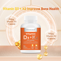 Capsules de vitamine D3+K2 végétaliennes à marque privée, soutient un système immunitaire sain, améliore la densité osseuse, soins de santé pour adultes