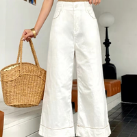 Nouveau style d'été – Jean taille haute ample et respirant pour femme, coupe large, couleur unie, séchage rapide