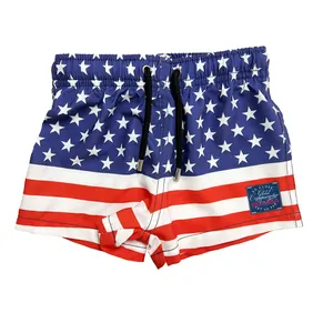 Bañador personalizado de secado rápido para niños pequeños, pantalones cortos de playa, trajes de baño con bandera americana