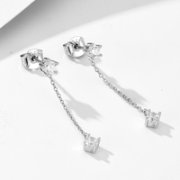 Boucles d'oreilles pendantes en argent sterling 925 avec chaîne à pampilles, zircon cubique blanc de haute qualité, au design unique et tendance