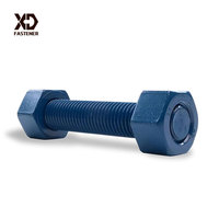 ASME A193 B7 Stud Bolts 1/2" - 13 Thread Size, 7-3/4" Long, B7 Blue PTFE Coated Threaded Rods, with HH Nuts