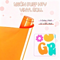 Transfert HTV 3D en mousse gonflée orange néon, personnalisé en gros, économique, durable, souple et à séchage rapide pour vêtements, sacs en toile et chapeaux