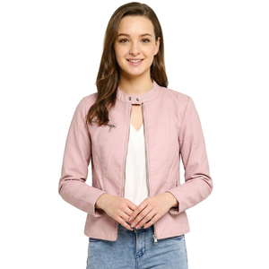 Chaqueta de Moda Premium para Mujer, Chaqueta Minimalista de Cuero, Chaqueta Casual con Cuello Alto Elegante para Otoño e Invierno - Product Image 1