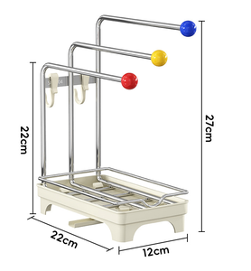 Organisateur d'évier de cuisine en acier inoxydable 2-en-1 mural et de comptoir, porte-serviettes avec égouttoir rotatif, sans perçage, vente en gros - Product Image 2