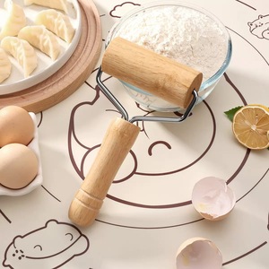 Cross-border double-headed beechwood handle rolling pin, household solid wood <b>roller</b>, dumpling wrapper press, dough sheet - Product Image 4