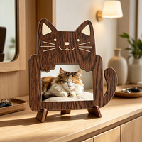 Cadre photo en bois de noyer en forme de chat, design patte festonnée, cadre photo en bois foncé, décoration animale, cadeau, vente en gros, directement de l'usine