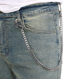 Chaîne de <span class=keywords><strong>portefeuille</strong></span> personnalisée Bouddha et Crâne avec boucle chauve-souris, chaîne de ceinture rétro en acier inoxydable à coupe hexagonale pour hommes, accessoire de jean gothique audacieux - Product Image 2