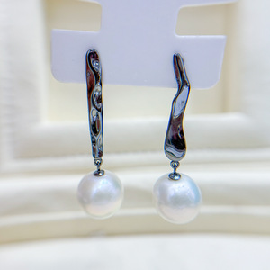 DIY Nouveau style Bijoux en argent S925 Boucles d'oreilles avec perles rondes de 11-15 mm Accessoires en perles DIY Plateau vide 22273 - Product Image 1