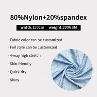 Stock Lots Paillettes Colorées Holographiques Paillettes Feuille Métallique Élastique Polyamide Spandex Tissu Performance Maillots De Bain Tissu