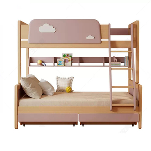 Custom Teens Adults Space Saver Wooden Kid's Bedroom Furniture With Ladder And Safety Railing Double Kids Bunk Bed With Storage