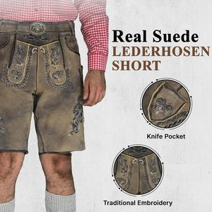 กางเกงหนังแท้ผู้ชายทรง Lederhosen ยาวเหนือเข่า สำหรับเทศกาลอ็อกโทเบอร์เฟสต์ ชุดพื้นเมืองบาวาเรีย - Product Image 2