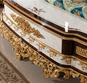 Juego de Dormitorio de Lujo Turco Tamaño King Size con Cama Doble Capitoné, Muebles de Dormitorio con Cabecero de Madera Maciza Tallada Estilo Real y Estructura de Cama en Tela de Terciopelo - Product Image 5