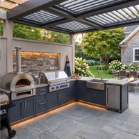 Cuisine extérieure en acier inoxydable de style américain, résistante à l'humidité, armoire personnalisée, cuisine extérieure avec barbecue pour jardin