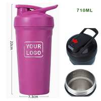 Bouteilles d'eau isothermes en acier inoxydable personnalisées de 710 ml, modèle 2026, avec logo, en stock – Gourdes shaker pour la gym