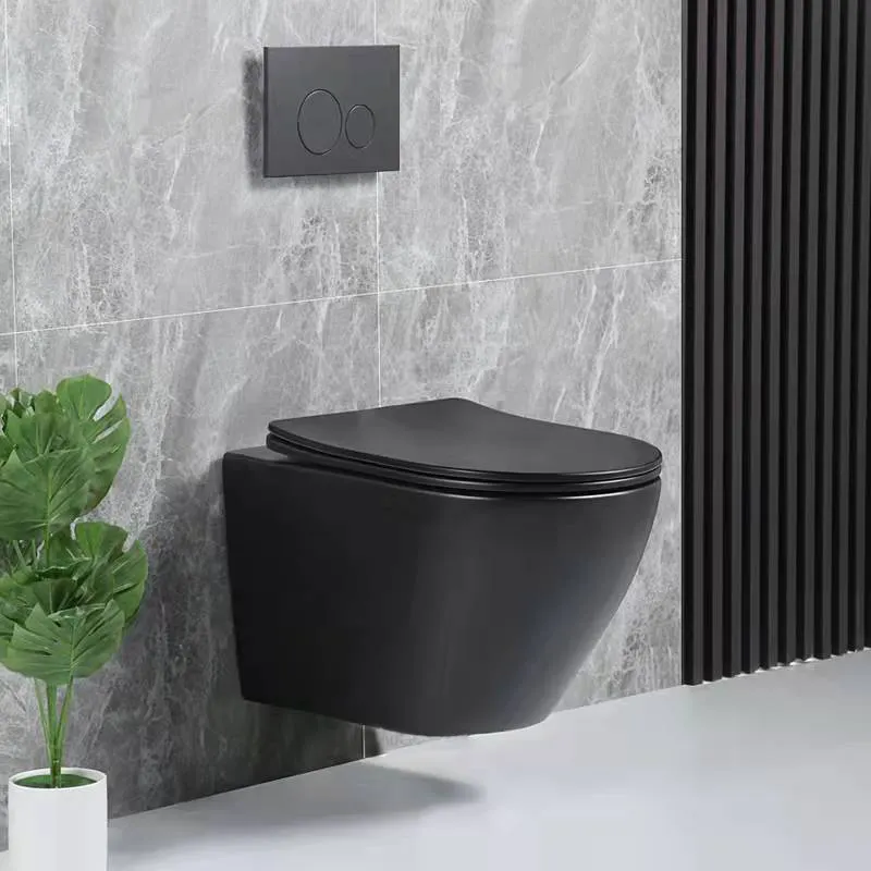 خزانة مياه غير لامعة من نوع-mediyag, مرحاض من دون إطار ، يمكن استخدامه في الحمام أو الحمام من السيراميك ، مرحاض معلق على الحائط باللون الأسود