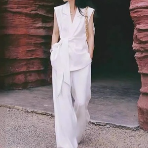 Conjunto de 2 Piezas para Mujer, Pantalones Anchos con Cintura Delgada y Chaleco sin Mangas, Estilo Premium - Product Image 1