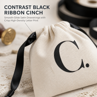 Sacs à cordon en toile de coton personnalisés avec initiales, pochette en mousseline à cordon noir pour bijoux, sacs à main, chaussures et emballages anti-poussière