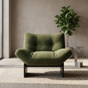 Sillón Moderno para Sala de Estar, Tapizado en Tela Verde, Respaldo Acolchado, Patas de Madera, Estilo Casual, Muebles para el Hogar - Product Image 4