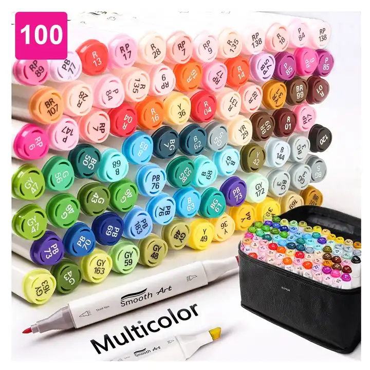 100 Colors Alcohol Markers Dual Tips Permanent Art Markers Pen for