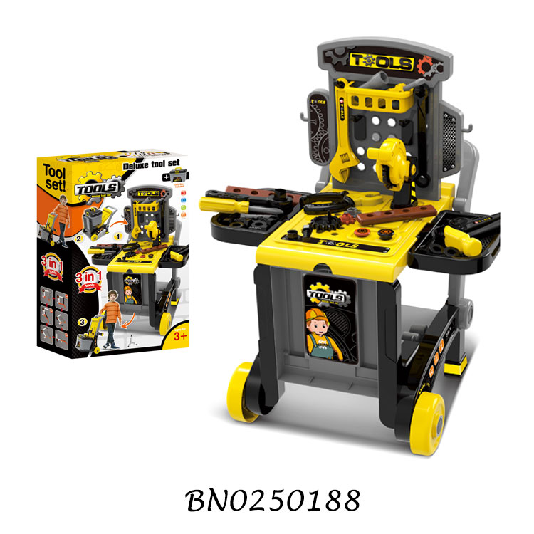 Детский верстак набор инструментов пластиковый инструмент игрушечная тележка