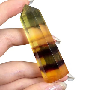 Vente en gros : Pointe de cristal naturel en forme de tour, pointe de fluorite jaune, obélisque, pointe de pierre précieuse en vrac pour l'artisanat et la décoration intérieure - Product Image 2