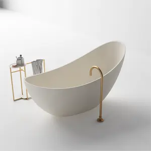 केले आकार फ्रीस्टैंडिंग बाथटब कृत्रिम पत्थर ठोस सतह स्नान