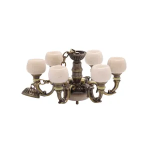 Lustre de casa de boneca vintage 1/12 LED/12V mini lâmpada pingente magnética modelo em miniatura acessórios de luz decoração