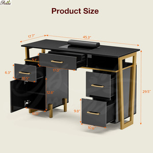 Table de <span class=keywords><strong>manucure</strong></span> moderne brillante avec cadre métallique, station de travail pour technicien des ongles, résistante à l'acétone, poste de travail de beauté pour salon - Product Image 6