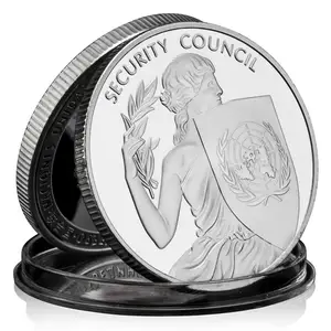 संयुक्त राष्ट्र सुरक्षा परिषद संग्रहणीय सिल्वर प्लेटेड स्मारिका सिक्का आइरेन पैटर्न संग्रह कला प्रतिलिपि स्मारक सिक्का