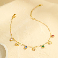 BOHEMIA Soldes d'été : Bracelet de cheville en acier inoxydable avec zircon coloré et coquillage, bijou de pied de plage pour femme, cadeau tendance