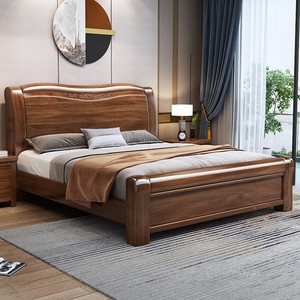 Cama de Madera de Nogal Dazhang Jiaju de 1.8m, Estilo Chino Moderno, con Espacio de Almacenamiento, Muebles para Dormitorio - Product Image 4