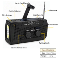 Radio d'urgence 5000 mAh à énergie solaire avec lampe torche à 3 LED, charge rapide USB-C, directement de l'usine