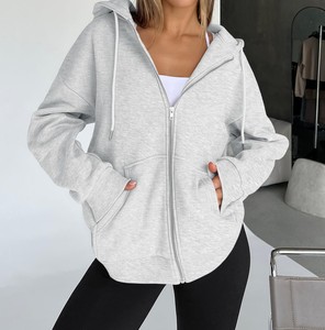 Sudadera con Capucha de Lana para Mujer, Otoño 2026, Estilo Holgado, Delgada, Cortavientos, Informal, con Logotipo - Product Image 2