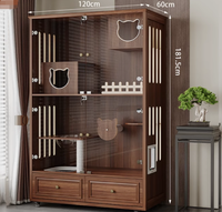 Armoire de Luxe Moderne Fermée pour Chat, Anti-Poussière, Anti-Chute de Poils, Nid Intérieur, Construction Bois et Verre, Bouton Multifonctionnel