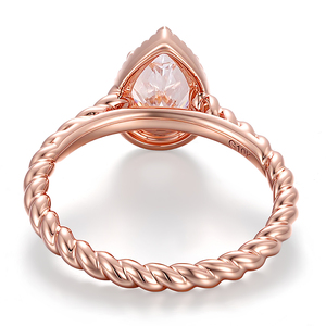 Pear Cut 1.35carat IGI certificate lab grown diamond band real solid rose gold <b>Rope</b> shape fashion women engagement wedding ring - Product Image 2
