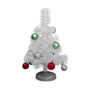 Mini Árbol de Navidad Artificial de PVC Blanco de 32 cm con Adornos de Bolas para Decoración de Mesa de Centro en el Hogar, Oficina o Fiestas - Product Image 1