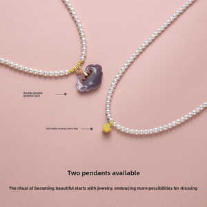 Collier pendentif quotidien pour femme en or, perles d'eau douce naturelles, forme géométrique fine, plaqué platine et rhodium, bijoux en perles - Product Image 5