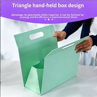Kotak Hadiah Lipat Magnetik Segitiga Genggam Kustom untuk Kosmetik Kecantikan Laminasi Matt Bahan Daur Ulang Lapisan Spons Kustom
