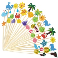 Aangepaste logo's met oceaanthema, bamboeprikkers met schattige zeedierenontwerpen voor zomerfeestjes, cocktail- en fruitdecoratie