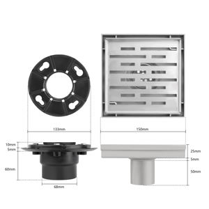 <span class=keywords><strong>Drain</strong></span> de sol invisible en acier inoxydable 304, design 2 en 1 |   <span class=keywords><strong>Drain</strong></span> de douche carré 150x150 MM pour cuisine et salle de bain - Product Image 2