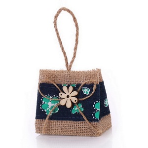 Phong Cách Bohemia Túi Vải Bố Đám Cưới Kẹo Túi Đay Kích Thước Tùy Chỉnh Chấp Nhận Bao Bì Hộp Giấy In Bền, Dây Thừng Xử Lý Hoa HXD - Product Image 3