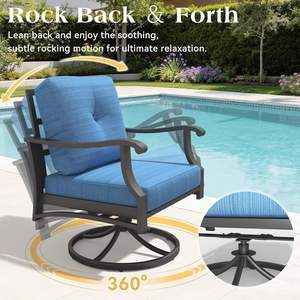 Modern Outdoor Aluminum Patio Conversation Set 7 Piece with <b>Swivel</b> Chairs Coffee <b>Table</b> All Weather Garden Backyard Furniture - Product Image 6